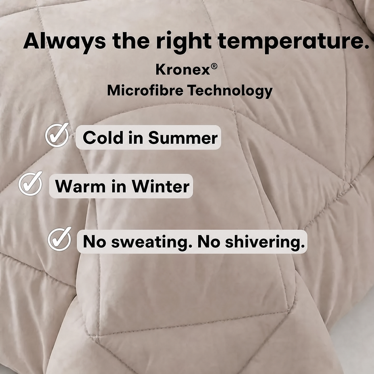 Kronex® Duvet – The 2-in-1 quick-dry duvet that eliminates the need for bed sheets.